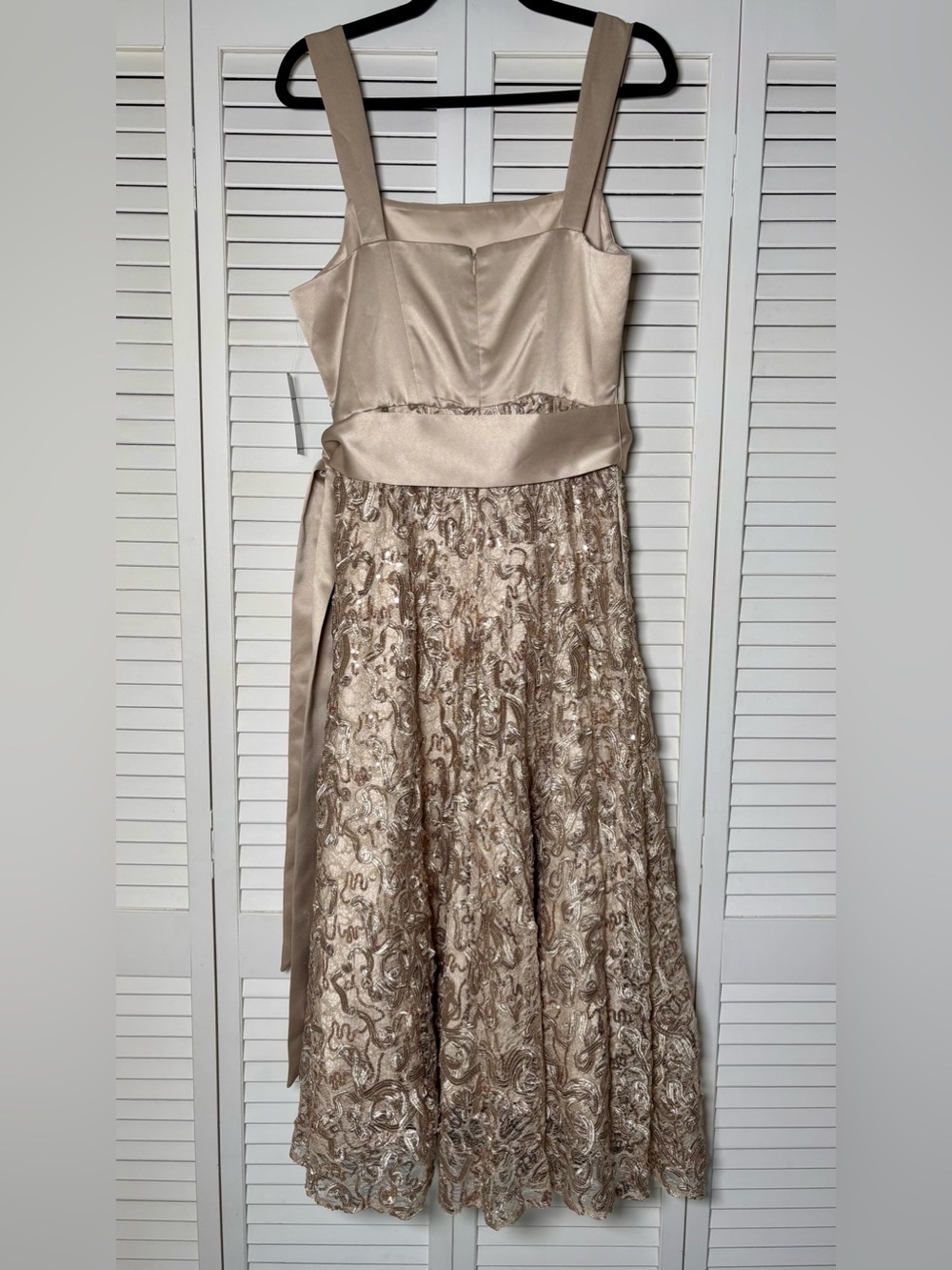 NWT Tahari ASL Sequin Soutache 3D Tulle Satin Bodice Midi Dress 12 - Picture 6 of 10